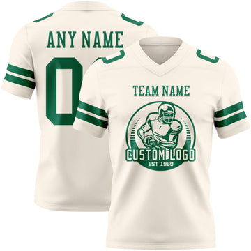 Custom Cream Kelly Green Authentic Football Jersey