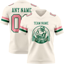 Load image into Gallery viewer, Custom Cream Medium Pink-Kelly Green Authentic Football Jersey