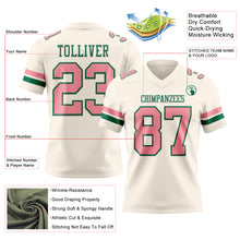 Load image into Gallery viewer, Custom Cream Medium Pink-Kelly Green Authentic Football Jersey