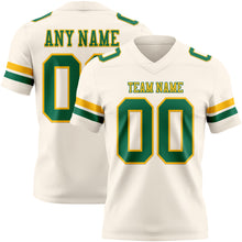 Load image into Gallery viewer, Custom Cream Kelly Green-Gold Authentic Football Jersey