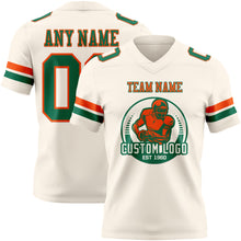 Load image into Gallery viewer, Custom Cream Kelly Green-Orange Authentic Football Jersey