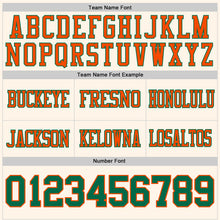Load image into Gallery viewer, Custom Cream Kelly Green-Orange Authentic Football Jersey