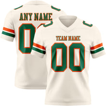 Load image into Gallery viewer, Custom Cream Kelly Green-Orange Authentic Football Jersey