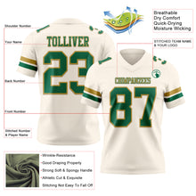 Load image into Gallery viewer, Custom Cream Kelly Green-Old Gold Authentic Football Jersey