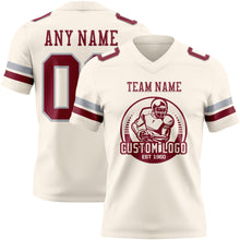 Load image into Gallery viewer, Custom Cream Crimson-Gray Authentic Football Jersey