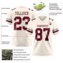 Load image into Gallery viewer, Custom Cream Crimson-Gray Authentic Football Jersey