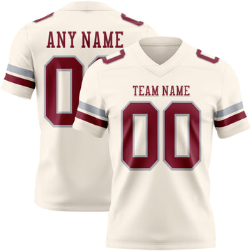 Custom Cream Crimson-Gray Authentic Football Jersey