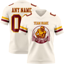Load image into Gallery viewer, Custom Cream Crimson-Gold Authentic Football Jersey