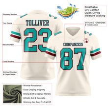 Load image into Gallery viewer, Custom Cream Aqua-Crimson Authentic Football Jersey