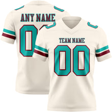 Load image into Gallery viewer, Custom Cream Aqua-Crimson Authentic Football Jersey