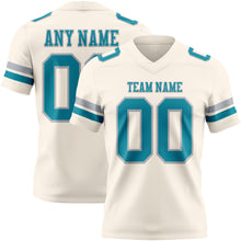 Charger l'image dans la galerie, Custom Cream Teal-Gray Authentic Football Jersey