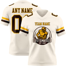 Load image into Gallery viewer, Custom Cream Brown-Gold Authentic Football Jersey