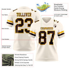 Load image into Gallery viewer, Custom Cream Brown-Gold Authentic Football Jersey