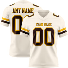 Load image into Gallery viewer, Custom Cream Brown-Gold Authentic Football Jersey
