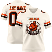Load image into Gallery viewer, Custom Cream Brown-Orange Authentic Football Jersey