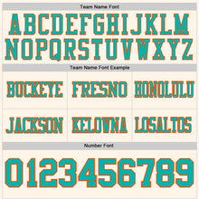 Load image into Gallery viewer, Custom Cream Aqua-Orange Authentic Football Jersey