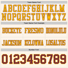 Load image into Gallery viewer, Custom Cream Burgundy-Gold Authentic Football Jersey