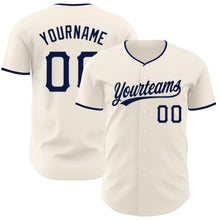 Load image into Gallery viewer, Custom Cream Navy Authentic Baseball Jersey