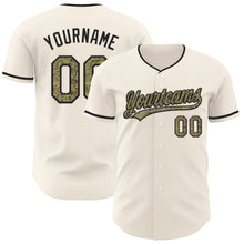 Load image into Gallery viewer, Custom Cream Camo-Black Authentic Baseball Jersey