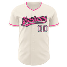 Charger l'image dans la galerie, Custom Cream Gray Black-Pink Authentic Baseball Jersey