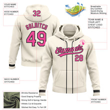 Load image into Gallery viewer, Custom Stitched Cream Pink-Black Baseball Pullover Sweatshirt Hoodie