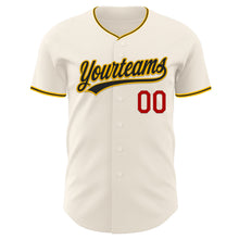 Charger l'image dans la galerie, Custom Cream Red Gold-Black Authentic Baseball Jersey