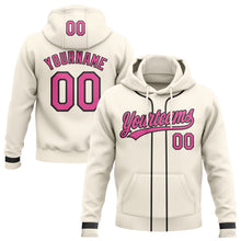 Load image into Gallery viewer, Custom Stitched Cream Pink-Black Baseball Pullover Sweatshirt Hoodie