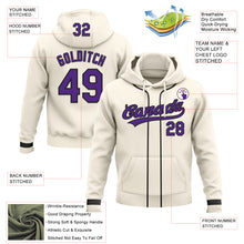 Load image into Gallery viewer, Custom Stitched Cream Purple-Black Baseball Pullover Sweatshirt Hoodie