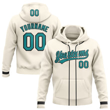 Load image into Gallery viewer, Custom Stitched Cream Teal-Black Baseball Pullover Sweatshirt Hoodie
