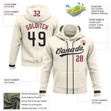 Load image into Gallery viewer, Custom Stitched Cream Black-Crimson Baseball Pullover Sweatshirt Hoodie