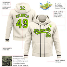 Load image into Gallery viewer, Custom Stitched Cream Neon Green-Black Baseball Pullover Sweatshirt Hoodie
