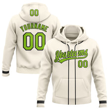 Load image into Gallery viewer, Custom Stitched Cream Neon Green-Black Baseball Pullover Sweatshirt Hoodie
