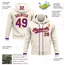 Load image into Gallery viewer, Custom Stitched Cream Purple-Orange Baseball Pullover Sweatshirt Hoodie