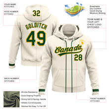 Load image into Gallery viewer, Custom Stitched Cream Green-Gold Baseball Pullover Sweatshirt Hoodie