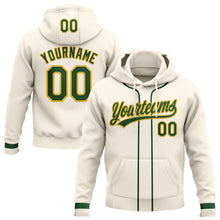 Load image into Gallery viewer, Custom Stitched Cream Green-Gold Baseball Pullover Sweatshirt Hoodie
