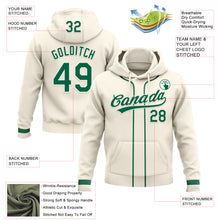 Load image into Gallery viewer, Custom Stitched Cream Kelly Green-Cream Baseball Pullover Sweatshirt Hoodie