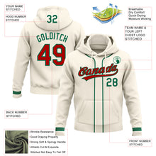 Load image into Gallery viewer, Custom Stitched Cream Red-Kelly Green Baseball Pullover Sweatshirt Hoodie