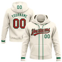 Load image into Gallery viewer, Custom Stitched Cream Red-Kelly Green Baseball Pullover Sweatshirt Hoodie