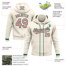 Load image into Gallery viewer, Custom Stitched Cream Medium Pink-Kelly Green Baseball Pullover Sweatshirt Hoodie