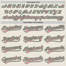 Load image into Gallery viewer, Custom Stitched Cream Medium Pink-Kelly Green Baseball Pullover Sweatshirt Hoodie