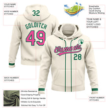 Load image into Gallery viewer, Custom Stitched Cream Pink-Kelly Green Baseball Pullover Sweatshirt Hoodie