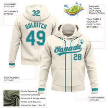 Load image into Gallery viewer, Custom Stitched Cream Teal-Gray Baseball Pullover Sweatshirt Hoodie