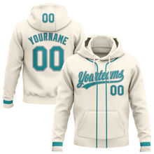 Load image into Gallery viewer, Custom Stitched Cream Teal-Gray Baseball Pullover Sweatshirt Hoodie