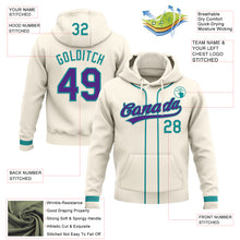 Load image into Gallery viewer, Custom Stitched Cream Purple-Teal Baseball Pullover Sweatshirt Hoodie