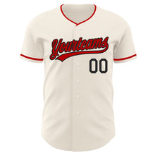 Load image into Gallery viewer, Custom Cream Red-Black Authentic Baseball Jersey
