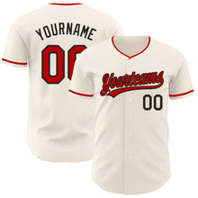 Load image into Gallery viewer, Custom Cream Red-Black Authentic Baseball Jersey