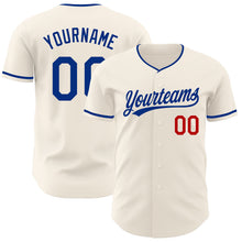 Load image into Gallery viewer, Custom Cream Royal-Red Authentic Baseball Jersey