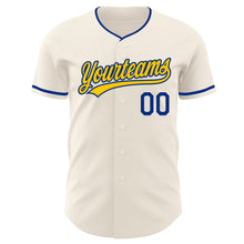 Загрузить изображение в средство просмотра галереи, Custom Cream Yellow-Royal Authentic Baseball Jersey