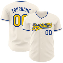 Загрузить изображение в средство просмотра галереи, Custom Cream Yellow-Royal Authentic Baseball Jersey