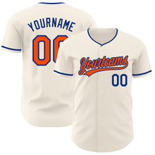 Load image into Gallery viewer, Custom Cream Orange-Royal Authentic Baseball Jersey